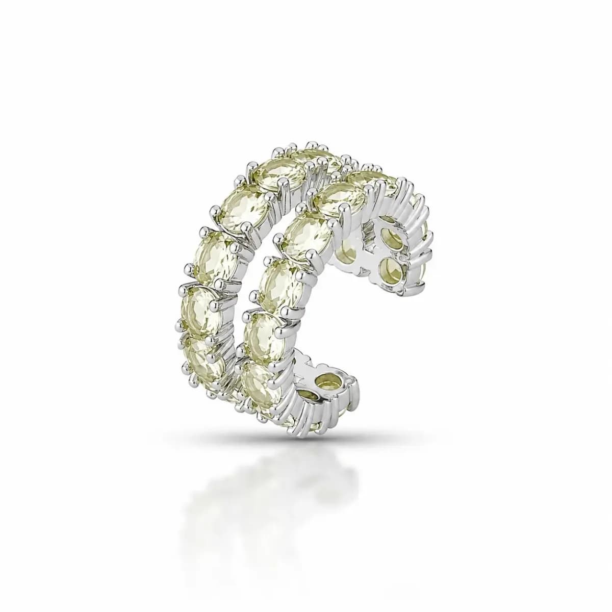 Piercing Fake Duo Lux com Dupla Fileira de Zircônias — Ban. Ródio Branco / Yellow Fancy