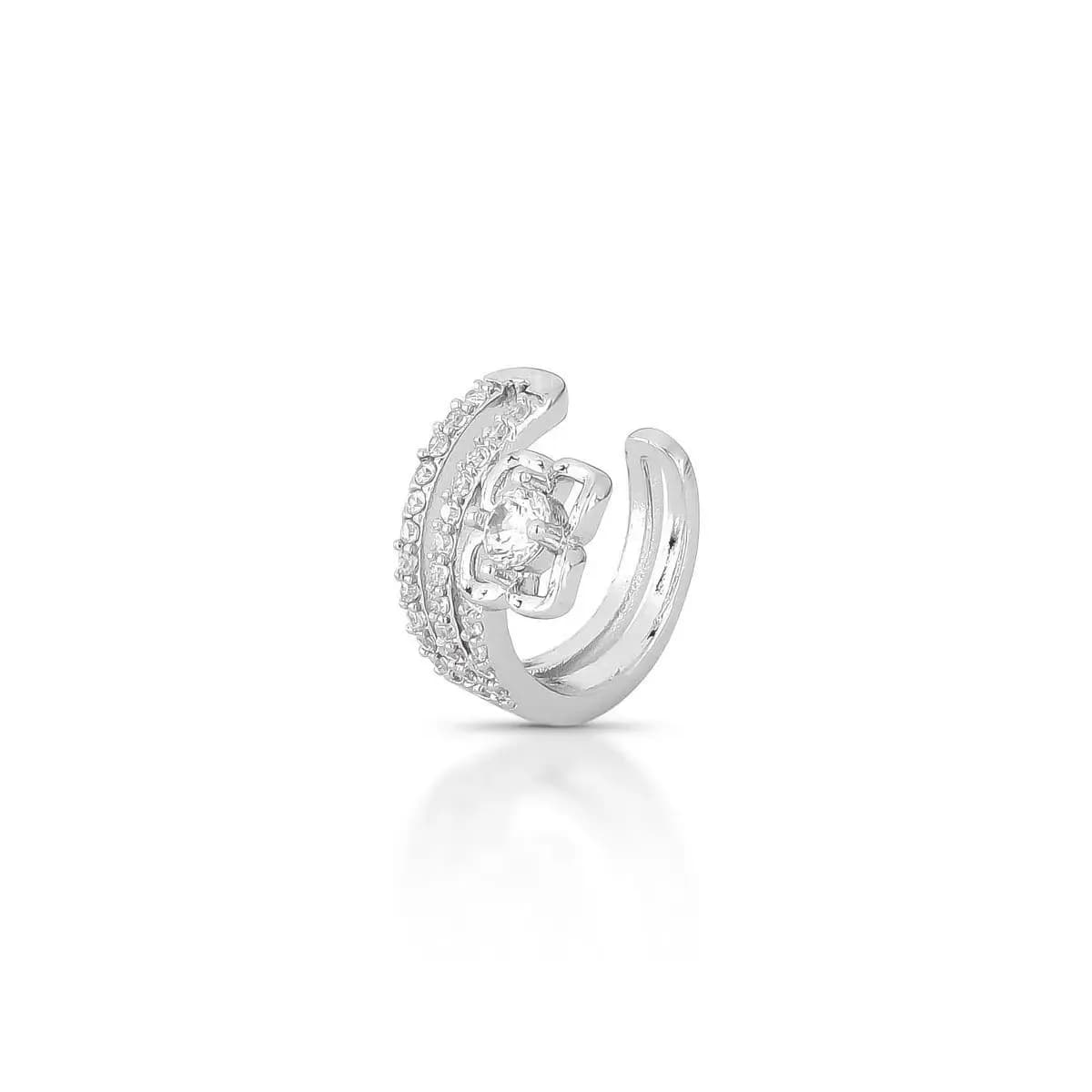 PIERCING FAKE FLORZINHA DELICADA CRAVEJADO COM ZIRCÔNIAS — Ban. Ródio Branco