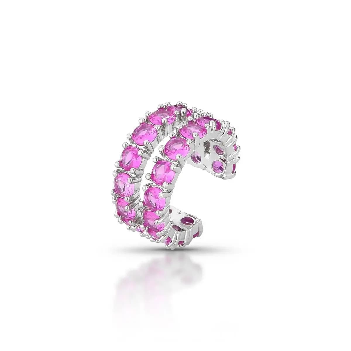 Piercing Fake Duo Lux com Dupla Fileira de Zircônias — Ban. Ródio Branco / Pink